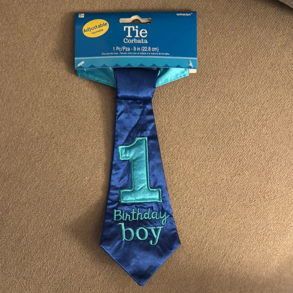 Blue Birthday Boy Tie with Number 1
